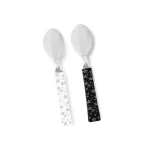 cucharitas de te y cafe cocina blanco y negro mango plastico decorado floreado cubiertos martinazzo